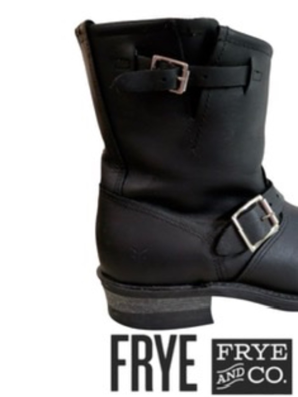FRYE Leather Engineer Boots, Women’s Size 9, Black with Silvertone Buckle - Picture 11 of 14